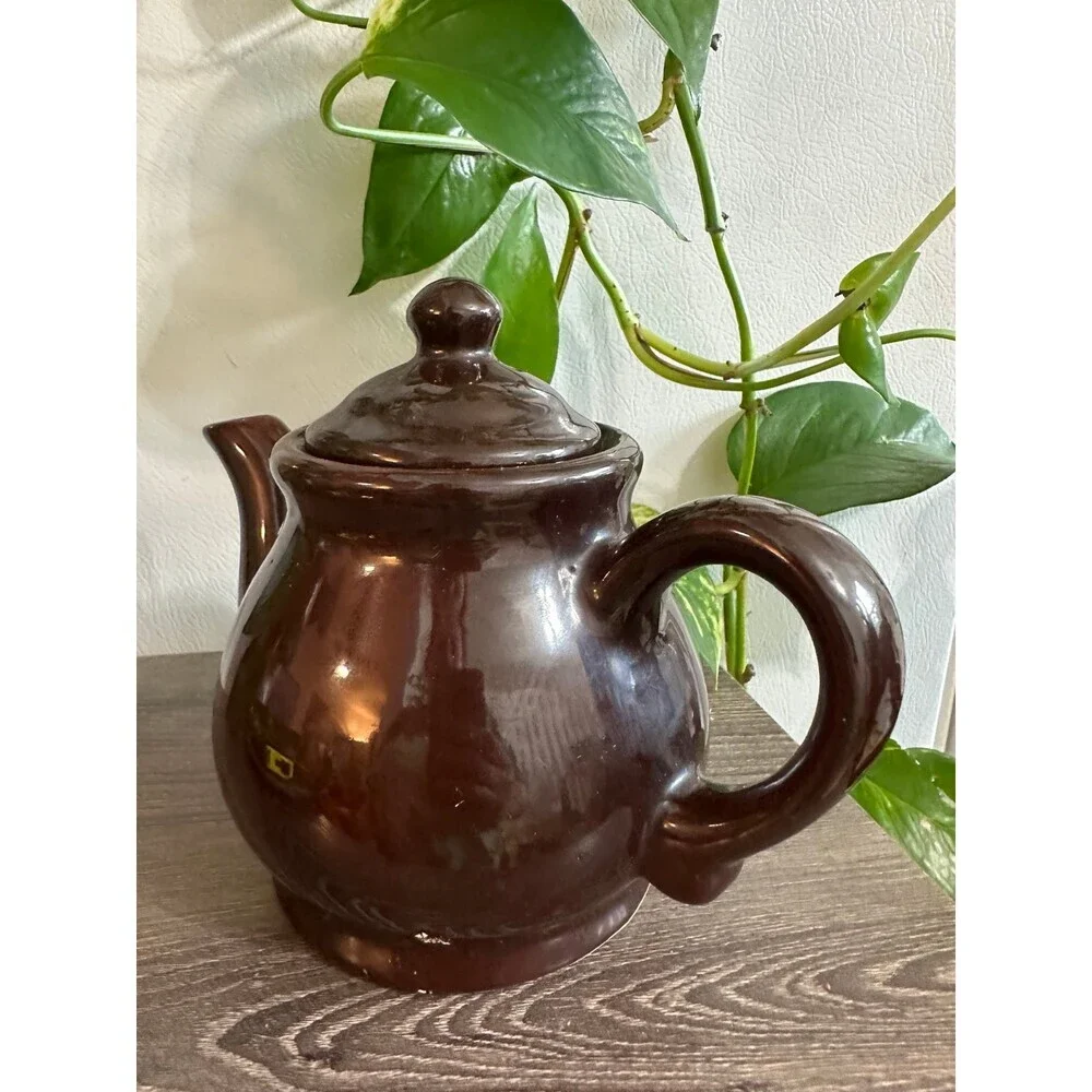 Vintage Brown Ceramic Teapot